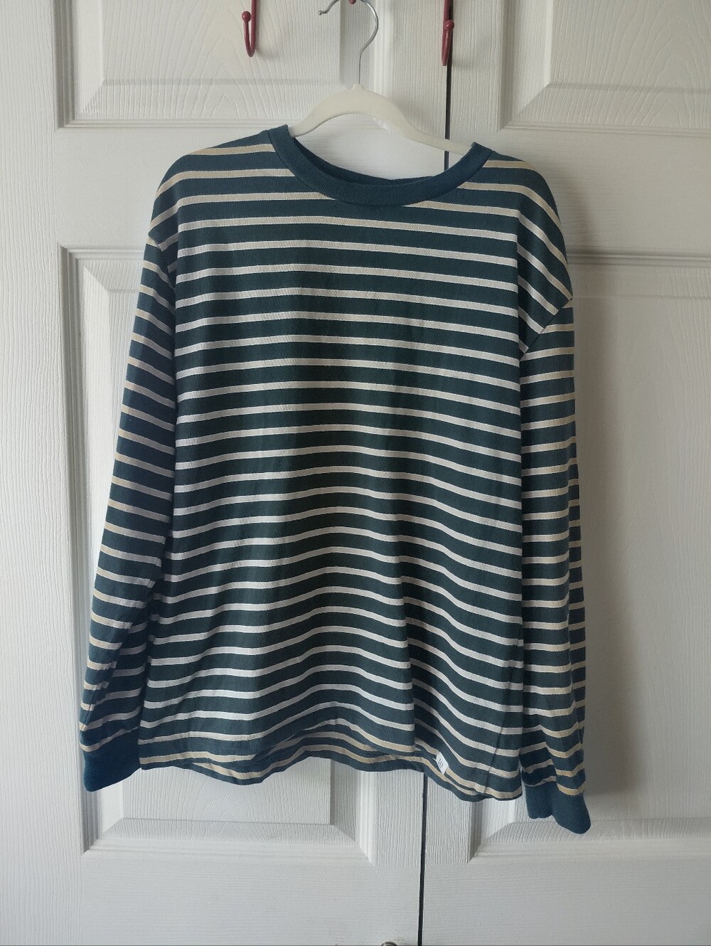 Gap Kids Striped Long-Sleeve Crewneck Sweater in Green and yellow